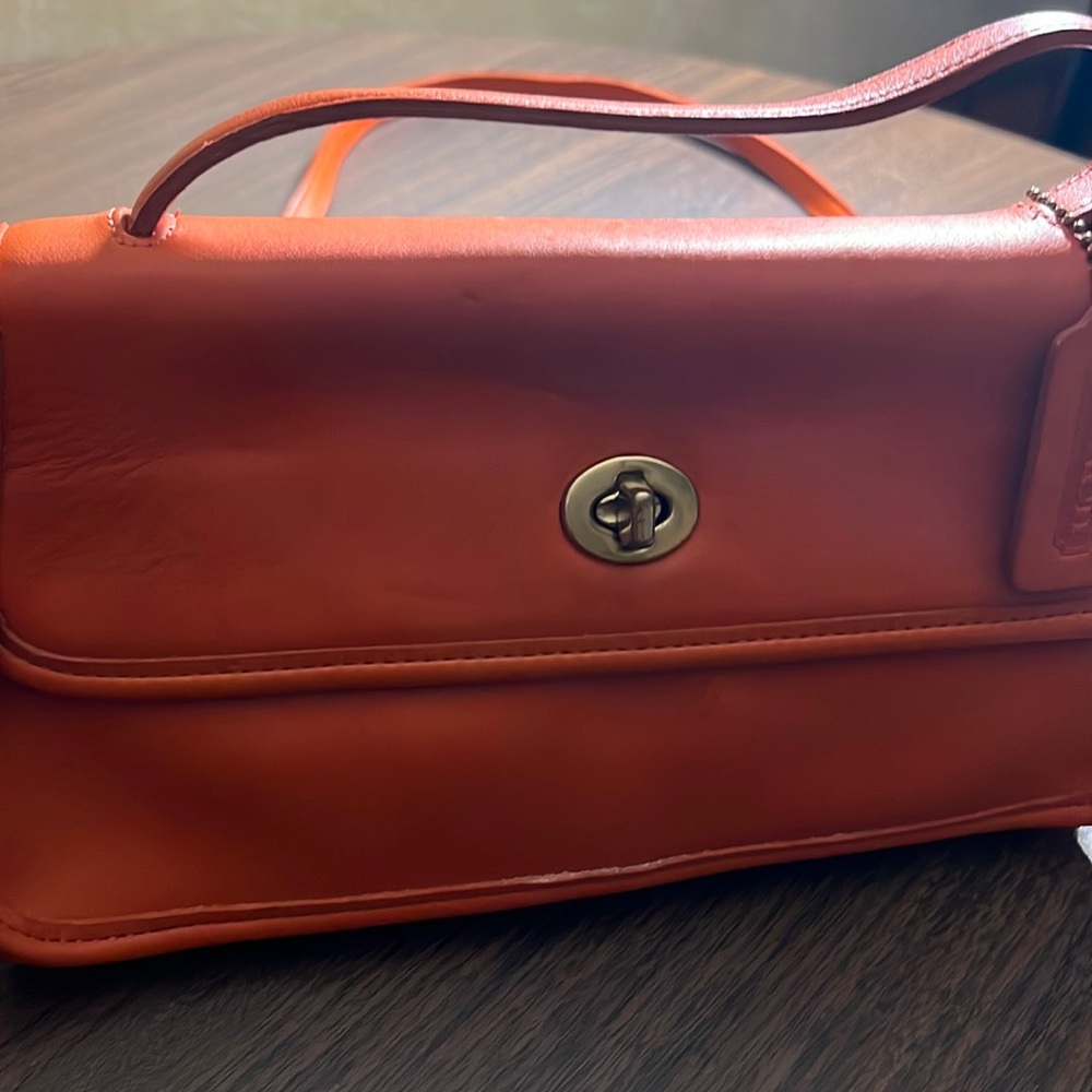 Orange Coach All Leather vintage cross body